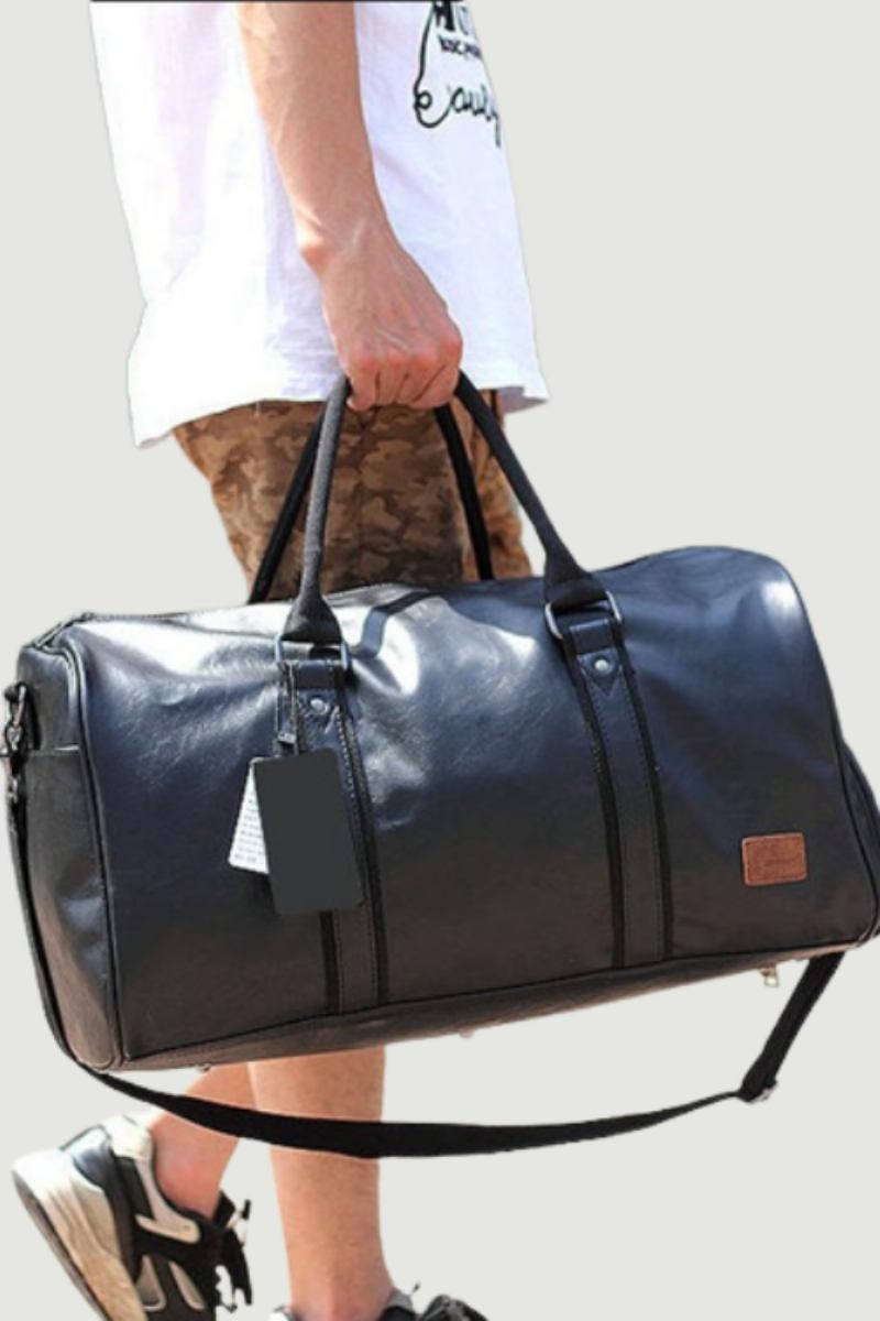 Reisetaschen Für Männer Wasserdichte Gepäckhandtasche Reisetasche Mit Großem Fassungsvermögen Wochenendtaschen Lederhandtaschen - Schwarz