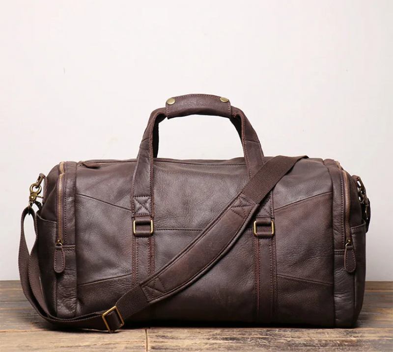 Vintage-reisetasche Aus Echtem Leder Für Herren Tragbare Umhängetasche Mit Einem Schultergurt Großes Fassungsvermögen Mattiertes - Braun