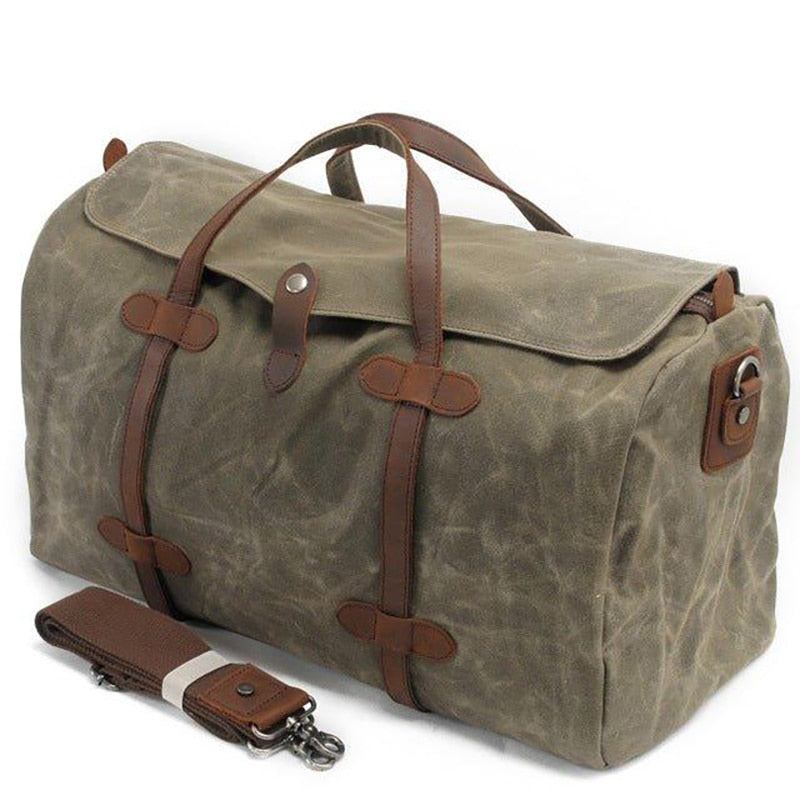 Wasserdichte Gepäcktasche Aus Gewachstem Canvas Umhängetasche Mit Großem Fassungsvermögen Reise-wochenendtasche Für Männer Reisetasche Für Geschäftsreisen - Khaki