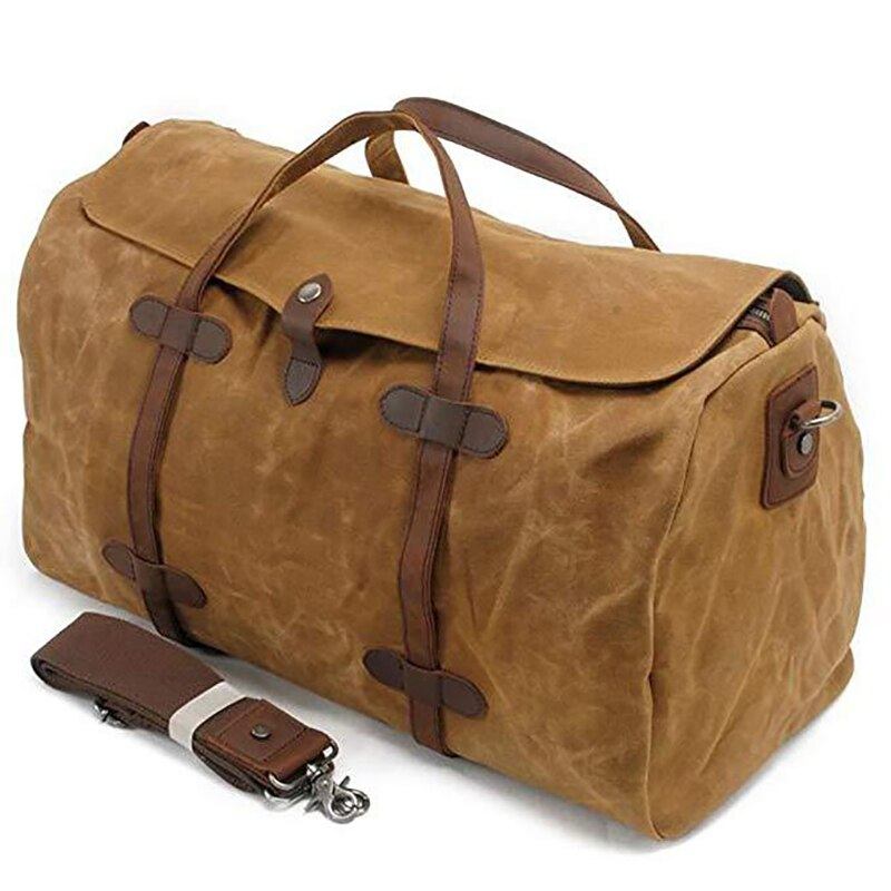 Wasserdichte Gepäcktasche Aus Gewachstem Canvas Umhängetasche Mit Großem Fassungsvermögen Reise-wochenendtasche Für Männer Reisetasche Für Geschäftsreisen - Khaki