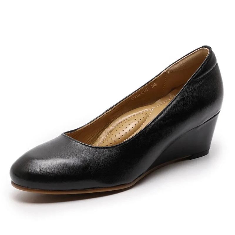 Damen Premium Leder Keilpumps Handgefertigte Abendschuhe - Braun