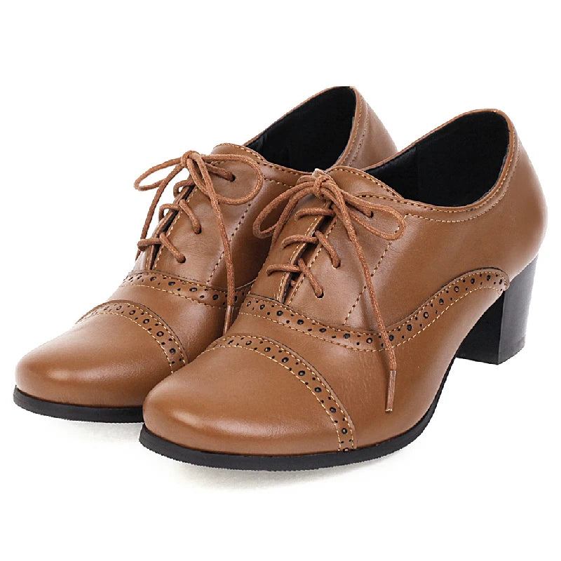 Damen-pumps Klassische Lässige Western-oxford-party-büroschuhe Für Damen - Schwarz