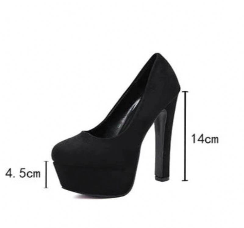 Damen-pumps Mit Absätzen Und Plateau Schwarze Pumps High Heel Slip-on Runde Spitze Abendschuhe Für Damen-partys - Schwarz