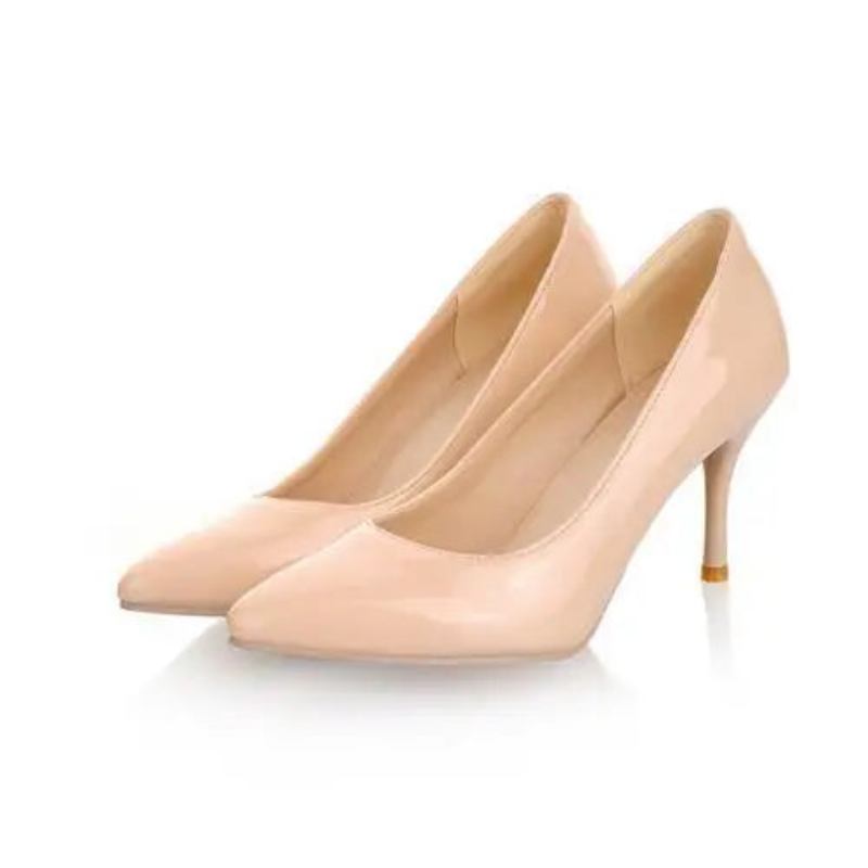 Damen-pumps Mit Dünnem Absatz Klassisch Weiß Rot Hautfarben Beige - Beige