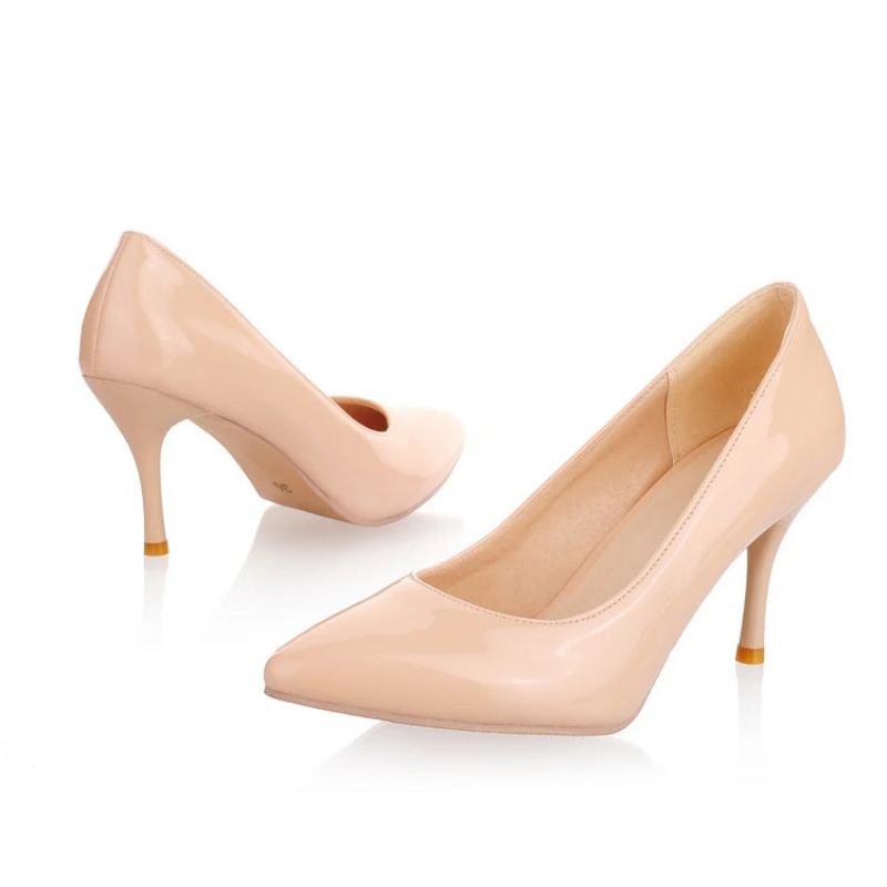 Damen-pumps Mit Dünnem Absatz Klassisch Weiß Rot Hautfarben Beige - Beige