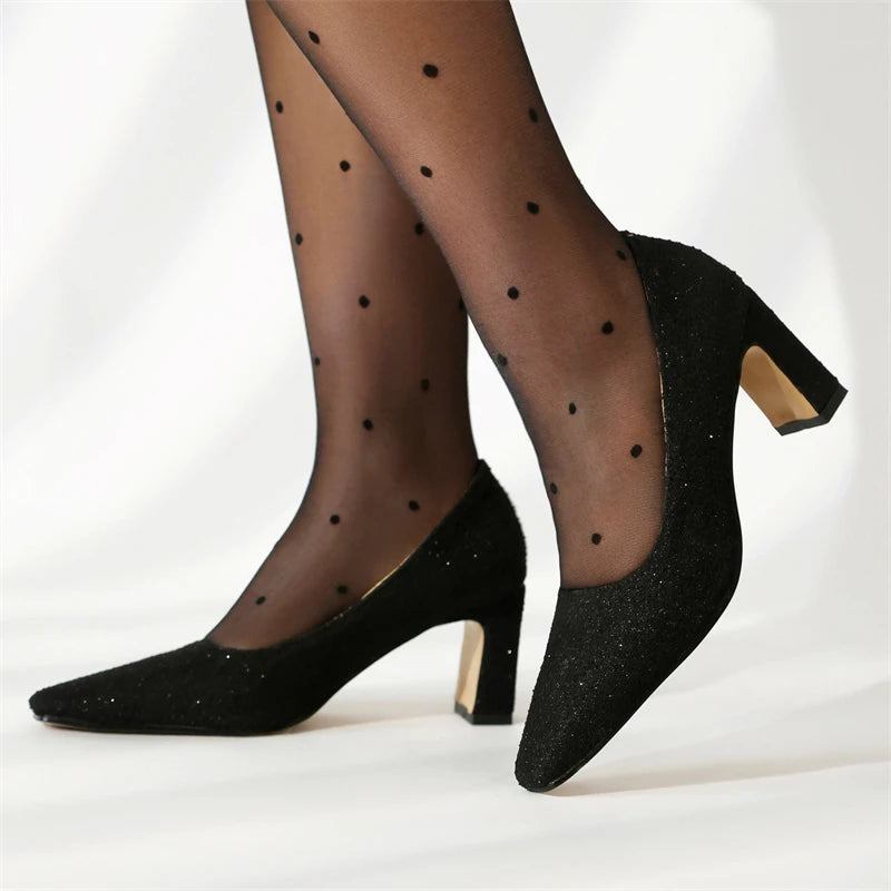 Damen-pumps Mit Mittlerem Absatz Elegante Schuhe - Schwarz