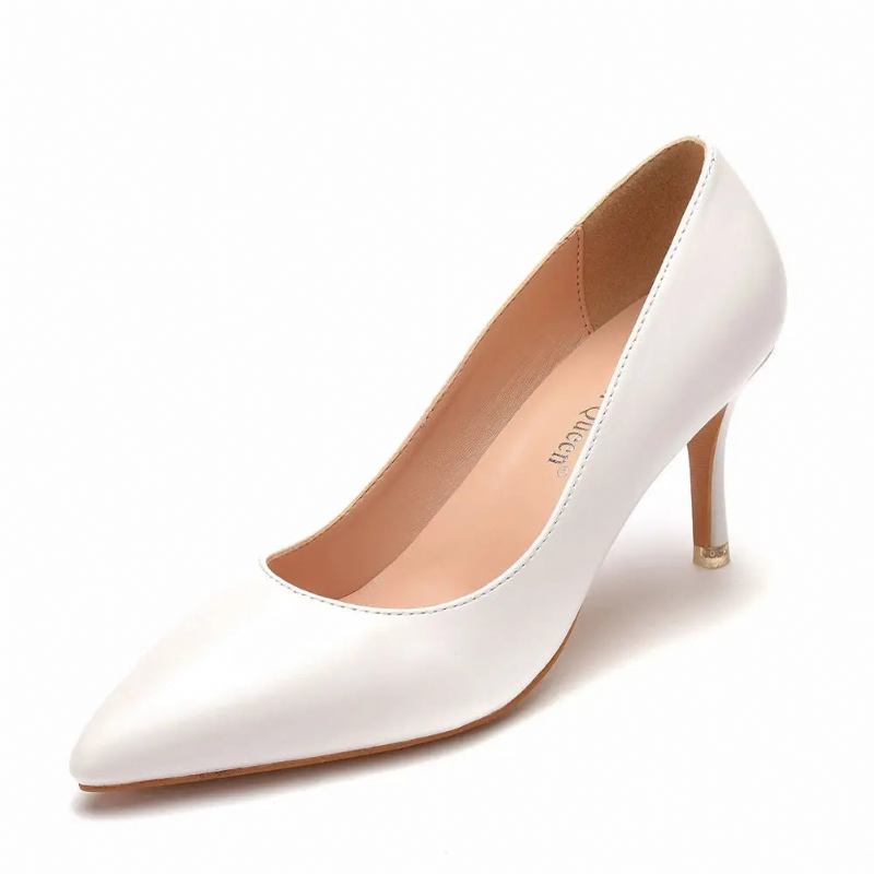 Damen-pumps Weiße Schuhe Hochzeit Stiletto High Heels Rom Party - Weiß