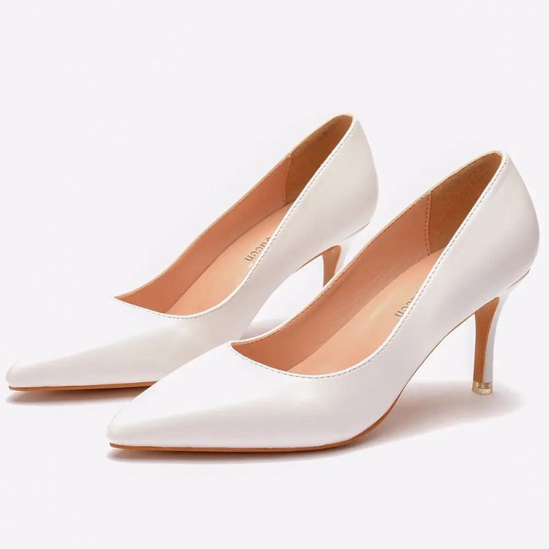 Damen-pumps Weiße Schuhe Hochzeit Stiletto High Heels Rom Party - Weiß