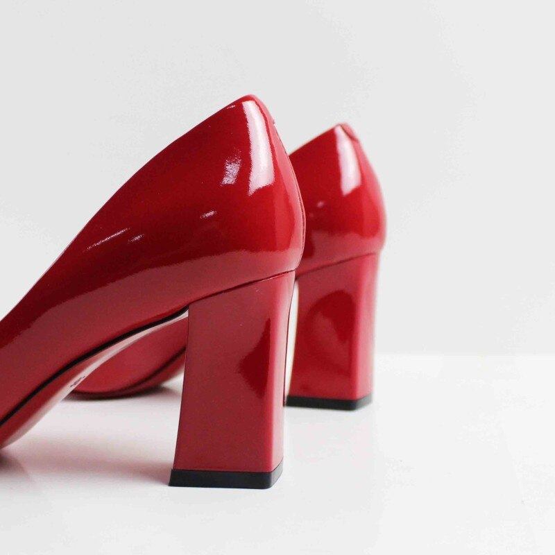 Handgefertigte Pumps Für Damen Rote High Heels Aus Echtem Leder Hochzeit Büro Elegante Schuhe Absätze - Rot