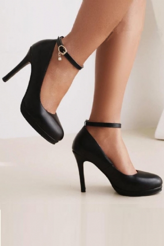 High Heels Mit Knöchelriemen Pumps Damen Elegant Runde Zehenpartie Schwarz Weiß Mit Absatz Büro-pumps Hochzeitsschuhe Brautschuhe Für