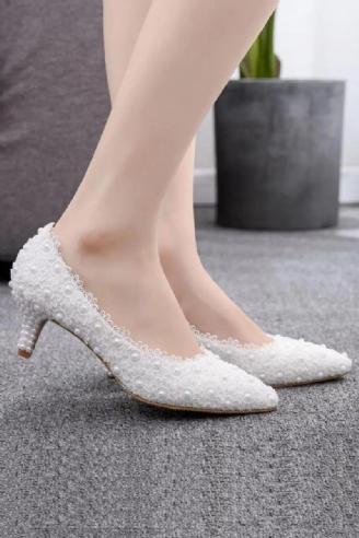 Kitten Heel Mädchen Kleid Spitze Blumen Party Abschlussball Hochzeit Brautschuhe Pumps Für Brautjungfern