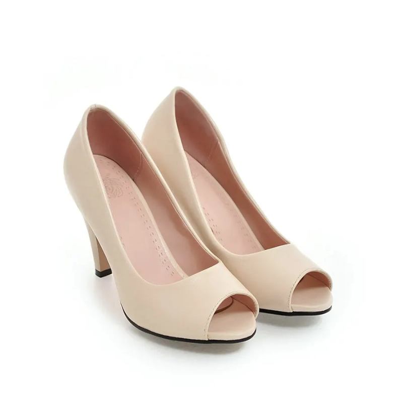 Klassische Elegante Pumps Mit Plateauabsatz Für Damen Frühling - Beige