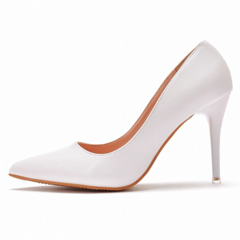 Pumps Mit Hohen Absätzen 9 cm Weiße Schuhe Hochzeit Lack Stiletto Abschlussball Party - Weiß