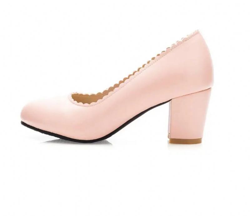 Quadratische Hohe Dicke Absätze Flache Schlichte Pumps Für Damen - Rosa