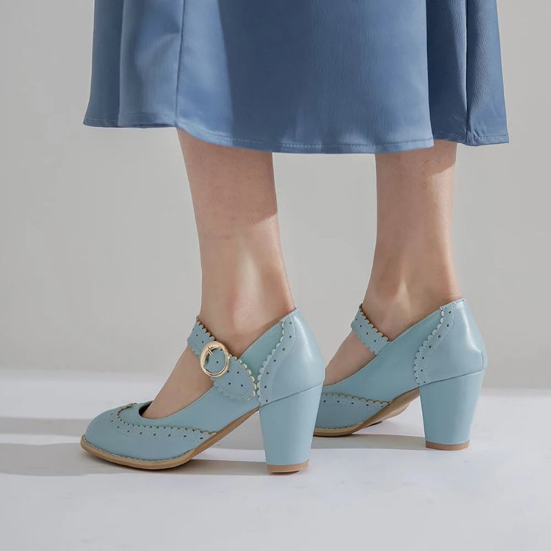 Retro-abendschuhe Für Damen Süß Blau Rosa Vintage Party Hochzeit Pumps Für - Rosa 