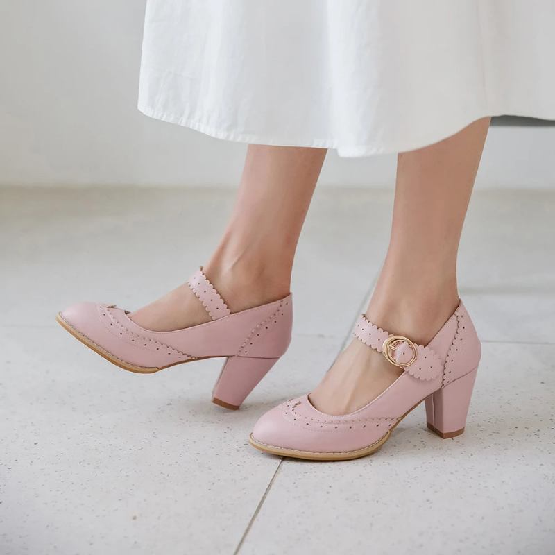 Retro-abendschuhe Für Damen Süß Blau Rosa Vintage Party Hochzeit Pumps Für - Rosa 