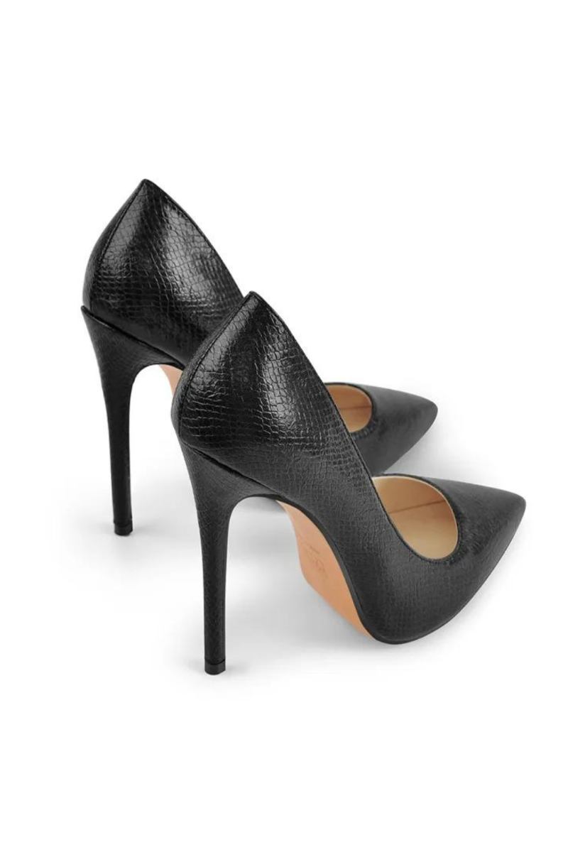 Schwarze Pumps Zum Hineinschlüpfen Stiletto 12 cm High Heel Klassische Damenschuhe