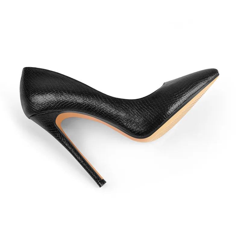 Schwarze Pumps Zum Hineinschlüpfen Stiletto 12 cm High Heel Klassische Damenschuhe - Schwarz