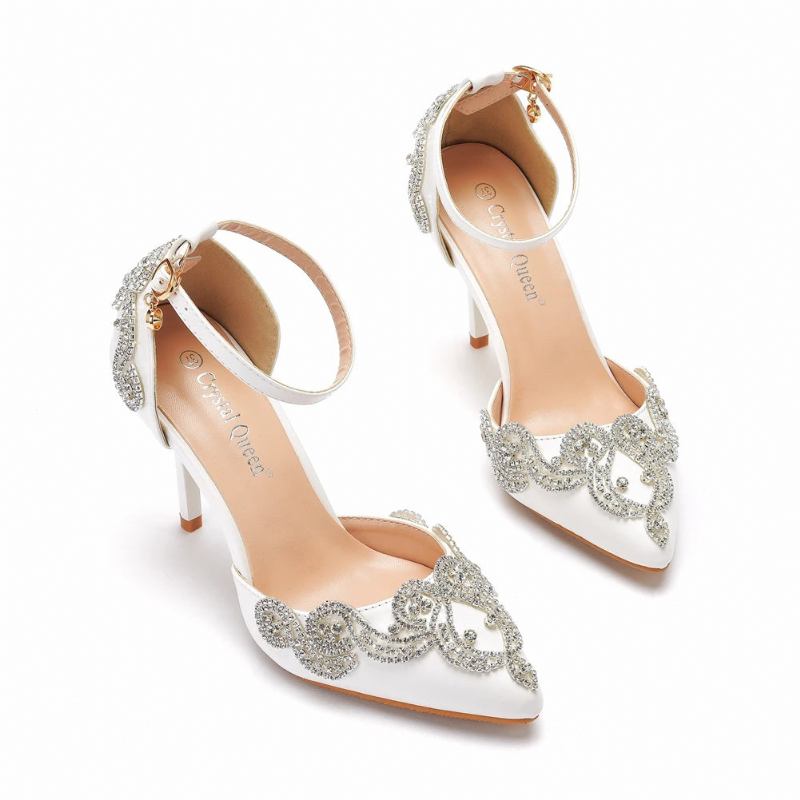 Sommer Braut Knöchelriemen Spitze Luxuriöse Prinzessinnen-hochzeitsschuhe Damen-party Ballsandalen - Weiß