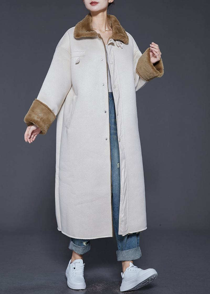 Boho-beige Übergroßer Dicker Warmer Fleece-trenchcoat Für Den Winter - Damen-Wintermäntel