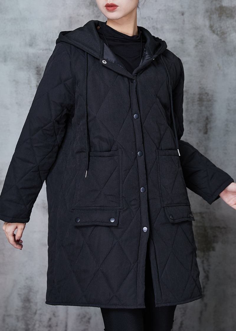 Boutique Schwarze Patchwork-jacken Mit Kapuze Und Feiner Baumwolle Frühling - Damen-Wintermäntel