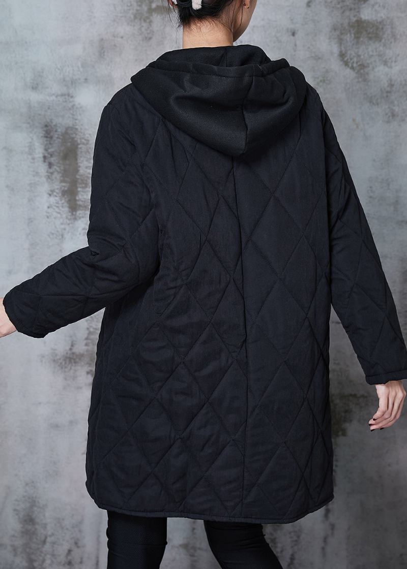 Boutique Schwarze Patchwork-jacken Mit Kapuze Und Feiner Baumwolle Frühling - Damen-Wintermäntel