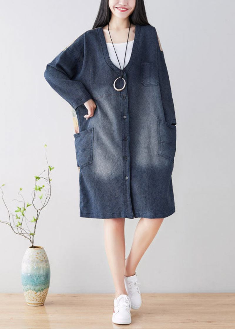 Diy-trenchcoats Mit V-ausschnitt Und Patchwork-muster Frühling