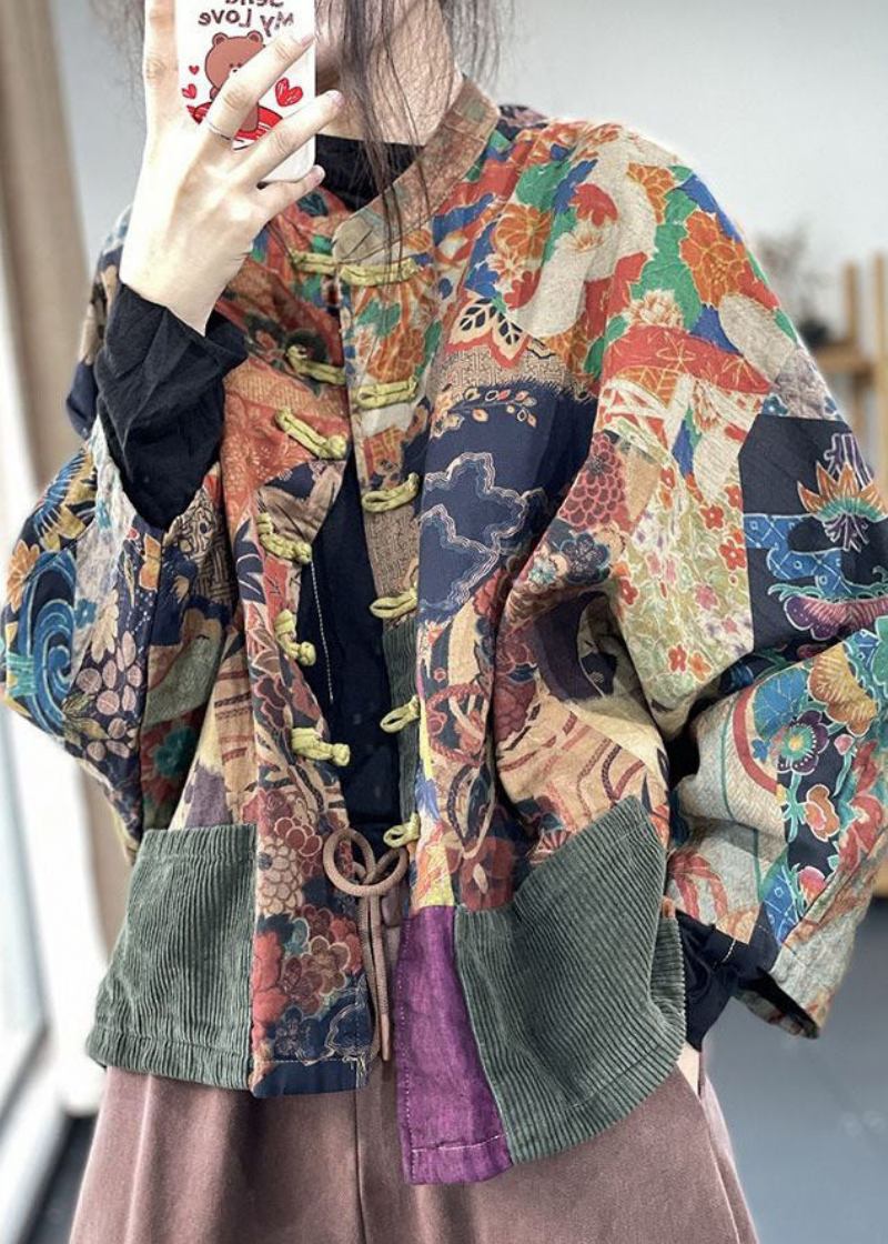 Edle Übergroße Patchwork-jacke Mit Farbblockmuster Fledermausärmel - Damen-Wintermäntel