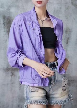 Edle Violette Mit Reißverschluss Versehene Spandex-jacke Mit Lsf 50+ Für Den Sommer