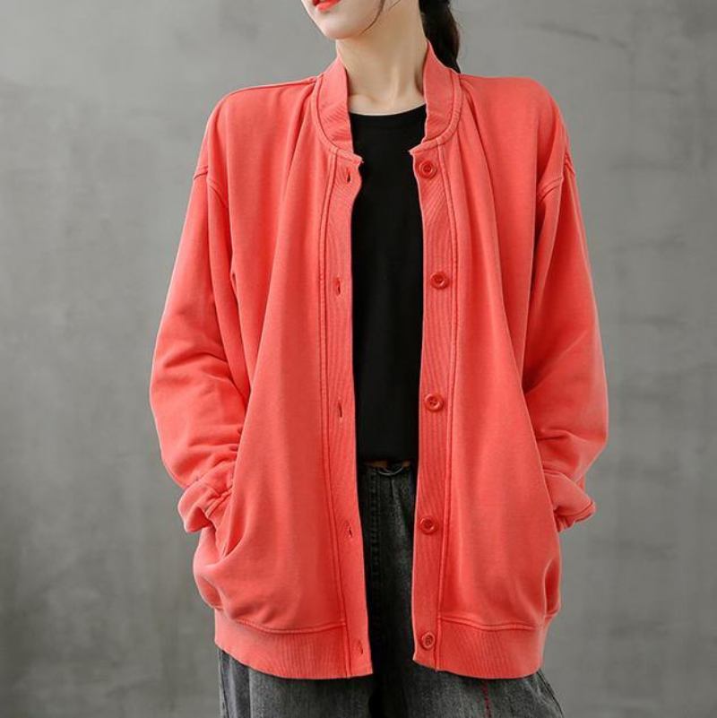 Einfache Blusen Mit Stehkragen Und Button-down-muster Damenblusen Arbeitsoutfits Rotes Oberteil - Rosa