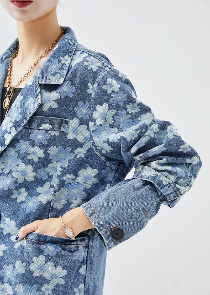 Feine Baumwollmäntel Aus Denim Mit Asymmetrischem Druck Herbst - Damen-Wintermäntel