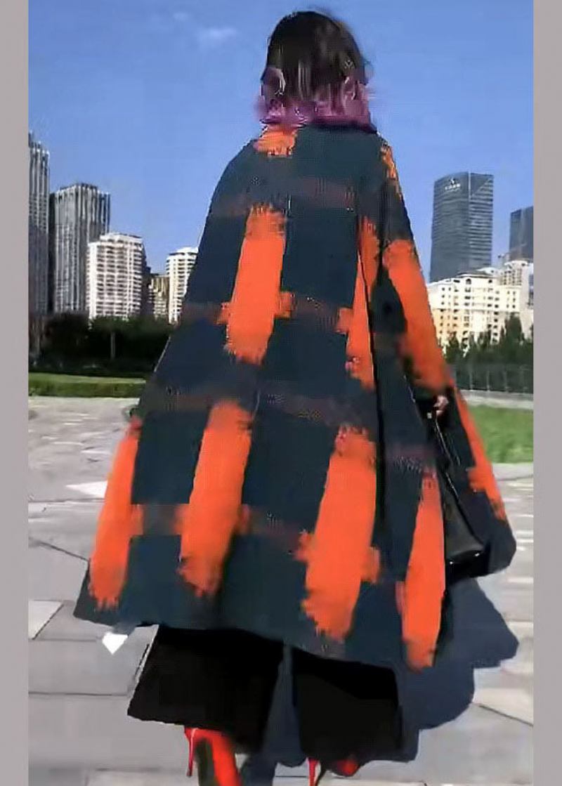 Feiner Lässiger Woll-trenchcoat Mit Kreismuster Und Orangefarbenem Aufdruck Für Den Winter - Damen-Wintermäntel