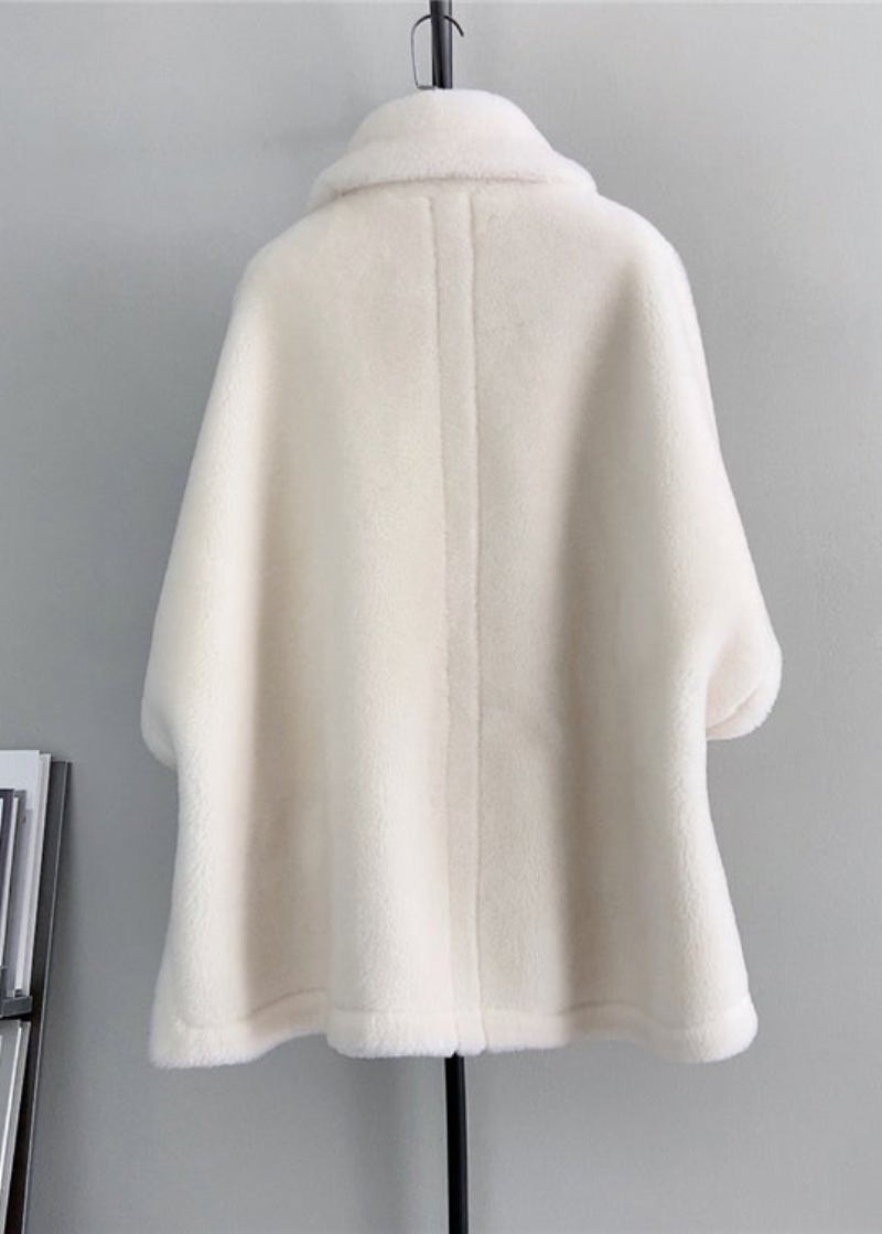 Französische Beige Woll-cape-mäntel Mit Quadratischem Kragen Und Taschen Winter - Damen-Wintermäntel