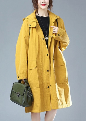 Italienischer Langer Patchwork-trenchcoat Aus Baumwolle Mit Druckknöpfen Und Taschen Für Den Herbst