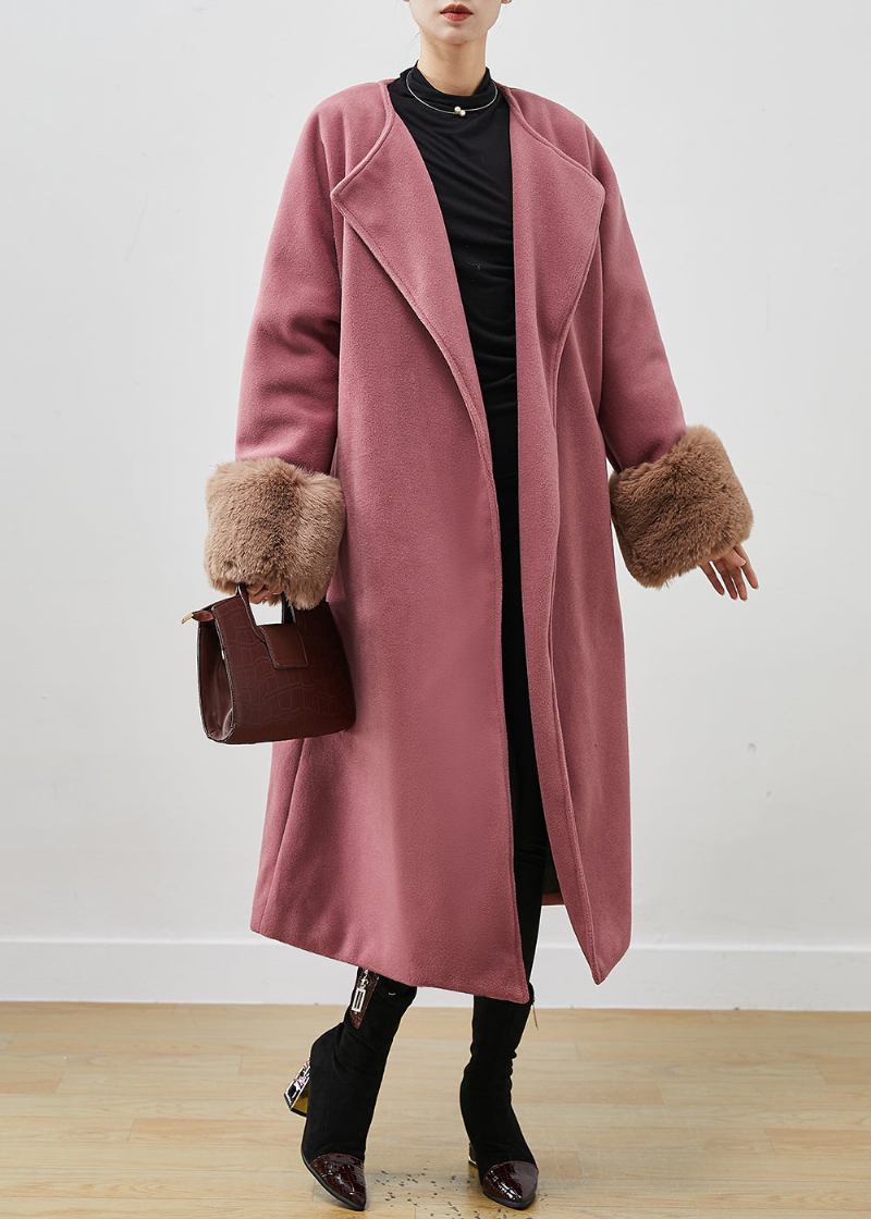 Kunstvoller Übergroßer Patchwork-woll-trenchcoat In Lila Frühling - Damen-Wintermäntel