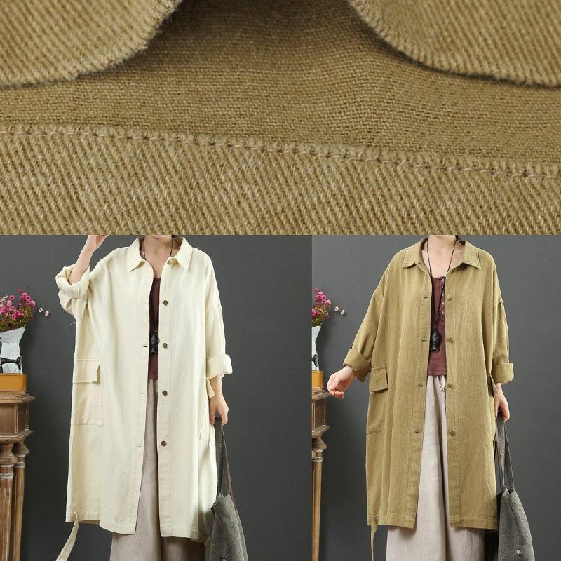 Mode-frühlingsmantel Mit Reverstaschen Für Damen Khaki Übergrößen-kleidung Oberbekleidung - Damen-Wintermäntel