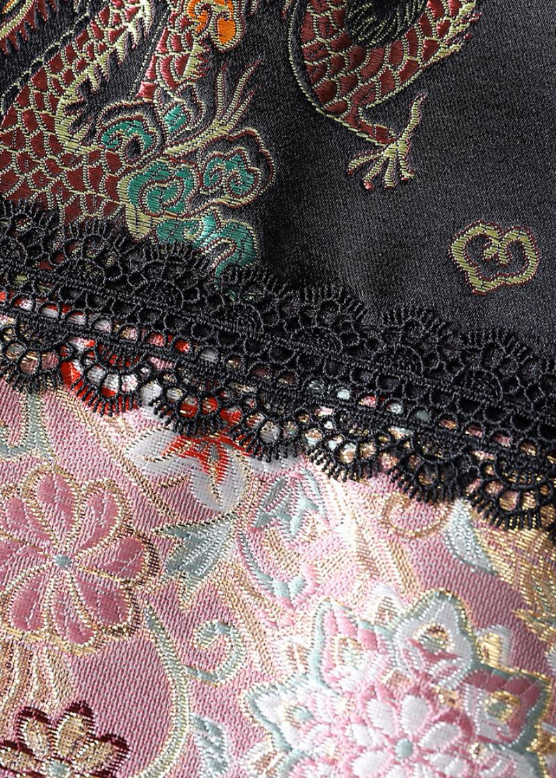 Neue Schwarze Chinesische Weste Aus Seidenvelours Mit Patchwork-knöpfen Und Stickereien Für Den Herbst - Damen-Wintermäntel