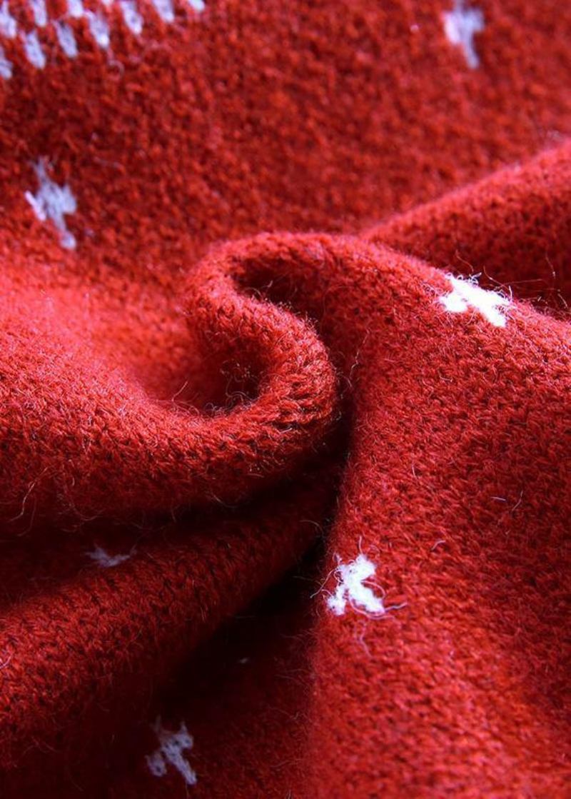 Pullover Rote Strickbluse Übergröße O-ausschnitt Dickes Oberteil - rot