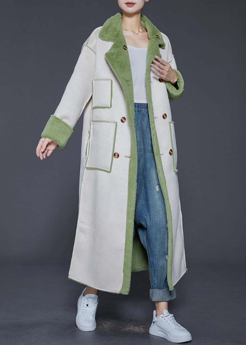 Schlichter Zweireihiger Warmer Fleece-trenchcoat Aus Wildlederimitat Für Den Winter - Damen-Wintermäntel