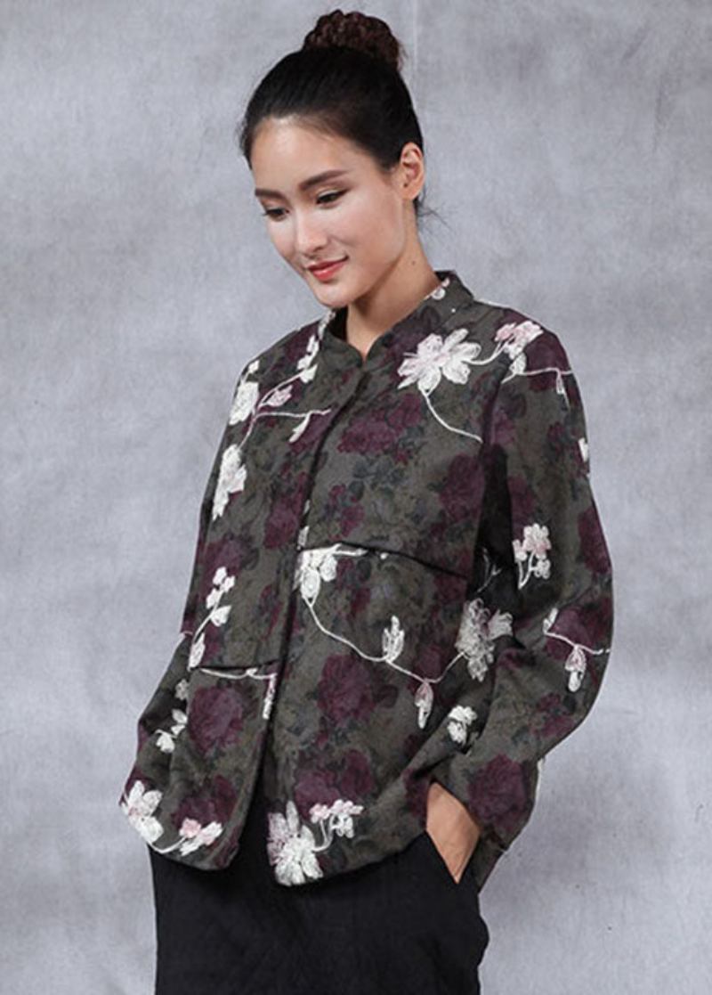 Schöne Grüne Jacquard-patchworkjacken Für Den Winter - Damen-Wintermäntel