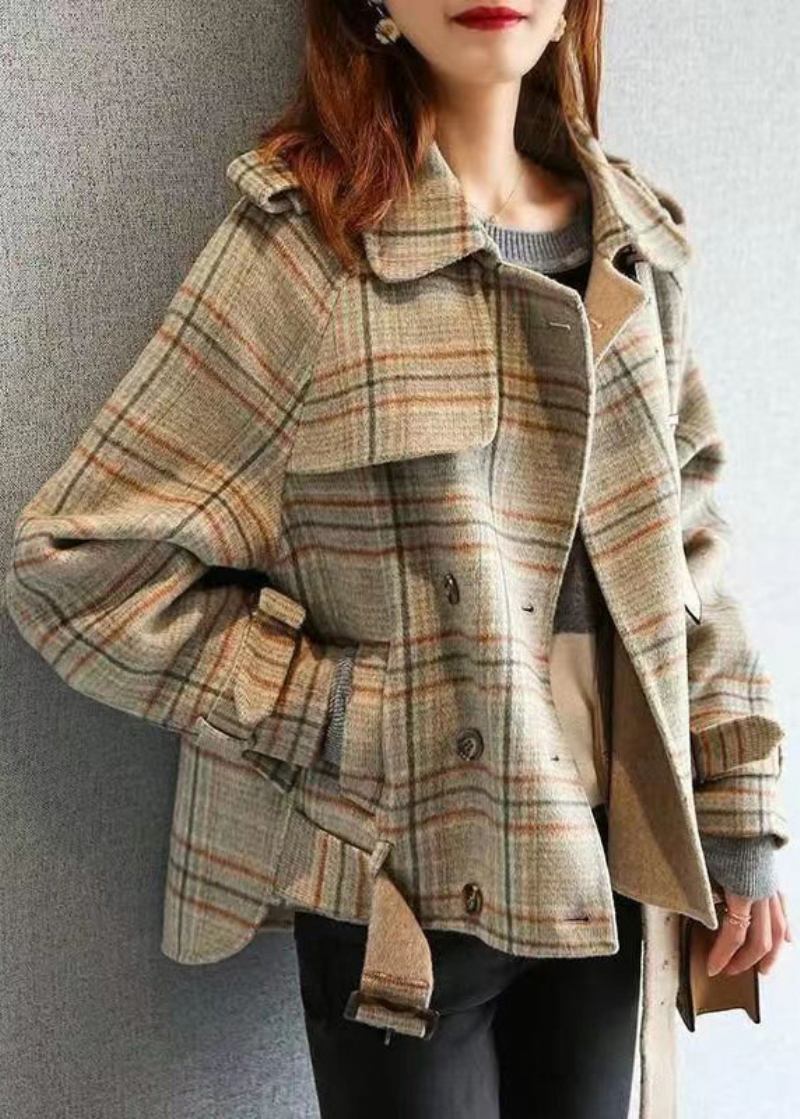 Stilvoller Patchwork-wollmantel Mit Knopfleiste Für Den Herbst - Damen-Wintermäntel