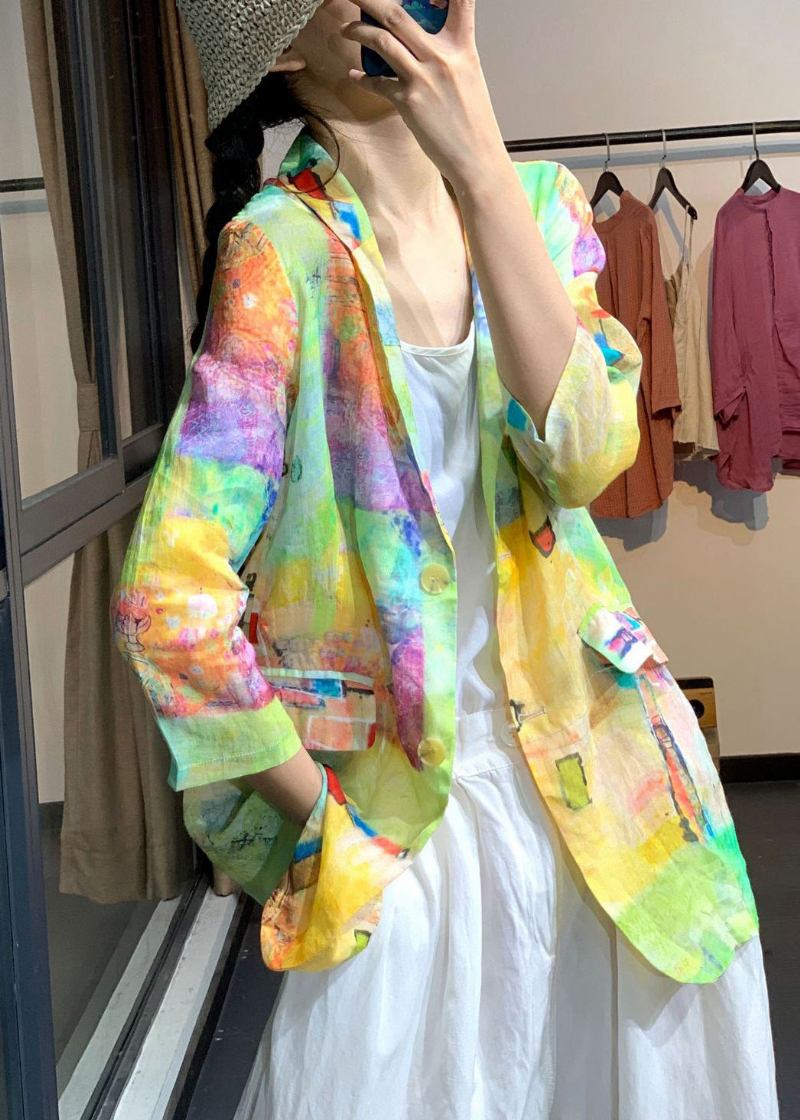 Übergroße Regenbogenfarbene Batik-leinenjacke Mit Lsf 50+ Sommer