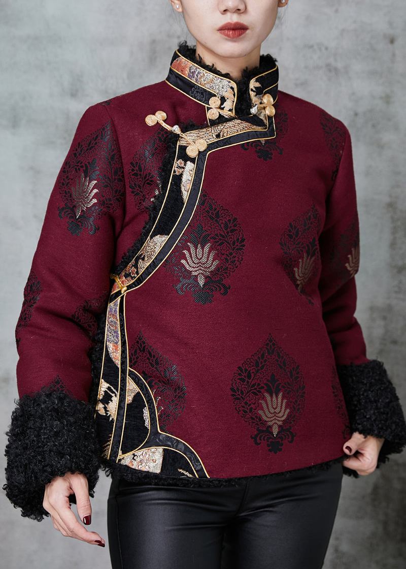 Warmer Fleecemantel Im Chinesischen Stil Aus Bio-maulbeer-jacquard Frühling - Damen-Wintermäntel