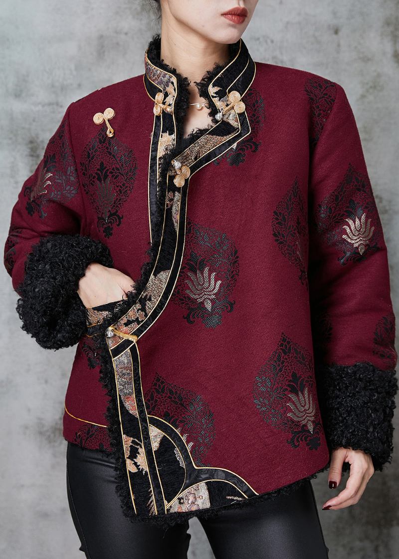 Warmer Fleecemantel Im Chinesischen Stil Aus Bio-maulbeer-jacquard Frühling - Damen-Wintermäntel