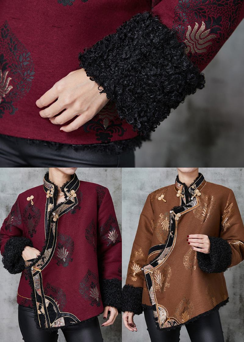 Warmer Fleecemantel Im Chinesischen Stil Aus Bio-maulbeer-jacquard Frühling - Damen-Wintermäntel