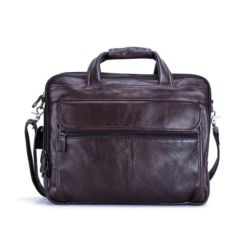 Aktentasche Aus Echtem Leder 15 Zoll Laptop-handtasche Dokumententasche Business-umhängetasche Für Männer Tote Messenger-umhängetasche - Grün