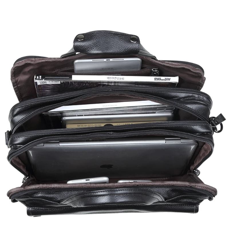 Aktentasche Aus Echtem Leder 15 Zoll Laptop-handtasche Dokumententasche Business-umhängetasche Für Männer Tote Messenger-umhängetasche - Grün