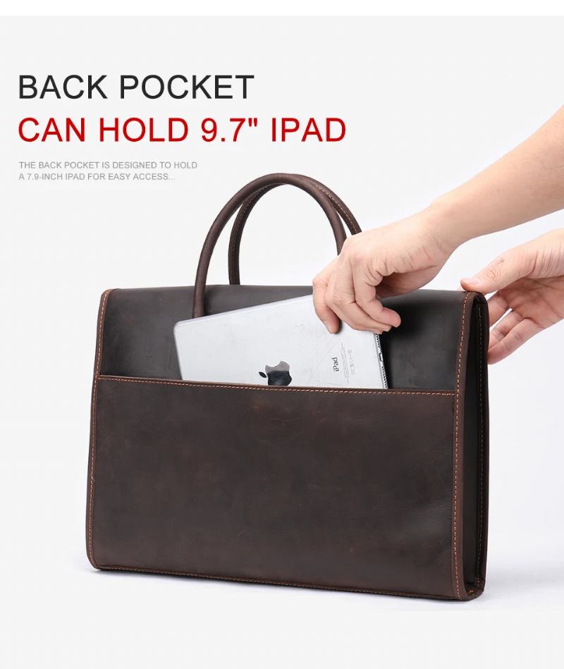 Aktentasche Aus Echtem Leder Für Herren 13.3 Zoll Laptop Business-handtasche Echtes Retro-umhängetasche - Braun