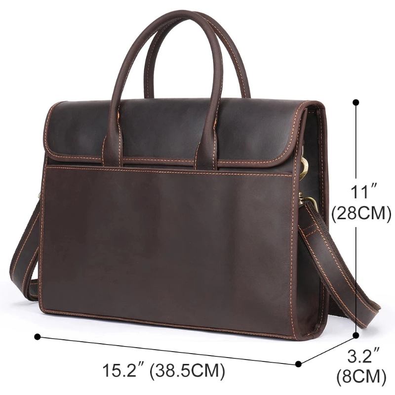 Aktentasche Aus Echtem Leder Für Herren 13.3 Zoll Laptop Business-handtasche Echtes Retro-umhängetasche - Braun