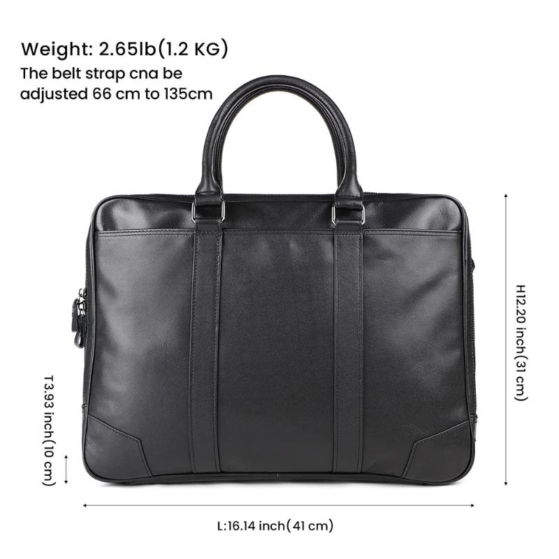 Aktentasche Aus Echtem Leder Für Herren 15.6 Zoll Laptop-handtasche Business-umhängetasche Herren-umhängetasche Umhängetaschen Reisetasche Für Männer - Schwarz